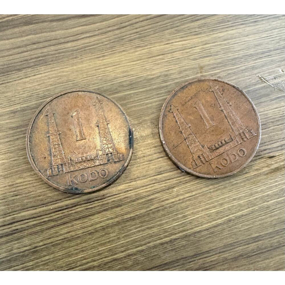 1973 Nigeria 1 Kobo Coins – Lot of 2 – First Year Issue – Circulated